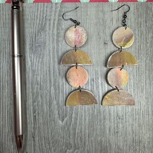 Gold and Pink Geometric Cascading Earrings